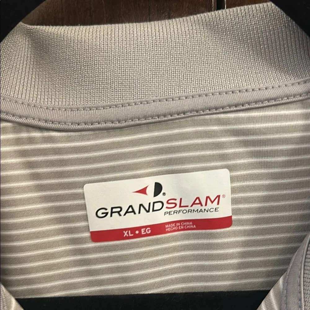 Grand Slam Men's Striped Polo Shirt - Gray - Picture 2 of 4
